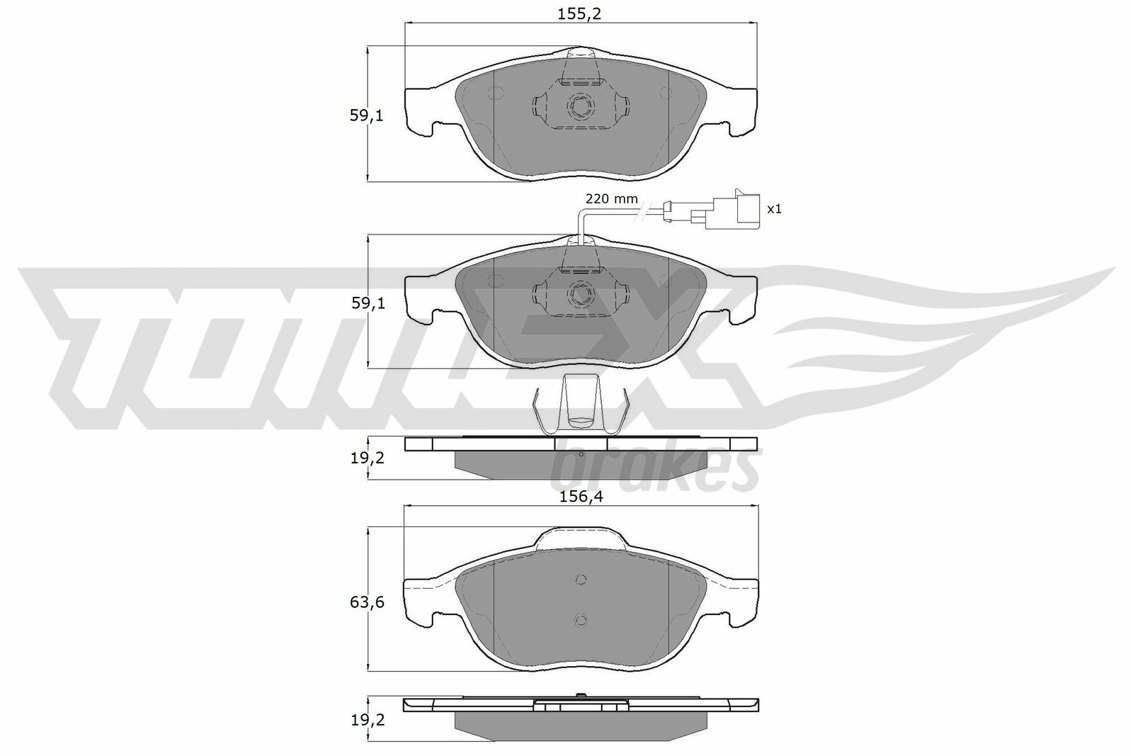 Sada brzdových destiček, kotoučová brzda TOMEX Brakes